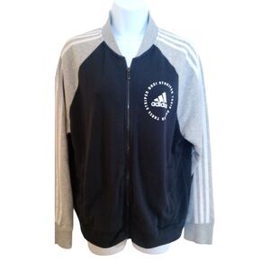 Adidas Vintage Performance Sid Bomber Zip Up Jacket Sweatshirt Navy Gray Size M